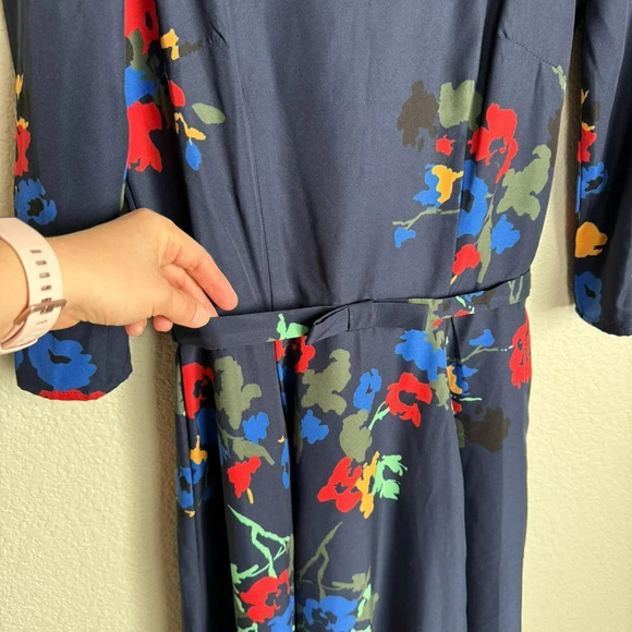 Eshakti Custom Dress Size Small Blue Floral Midi Pink Green Yellow - Picture 3 of 10